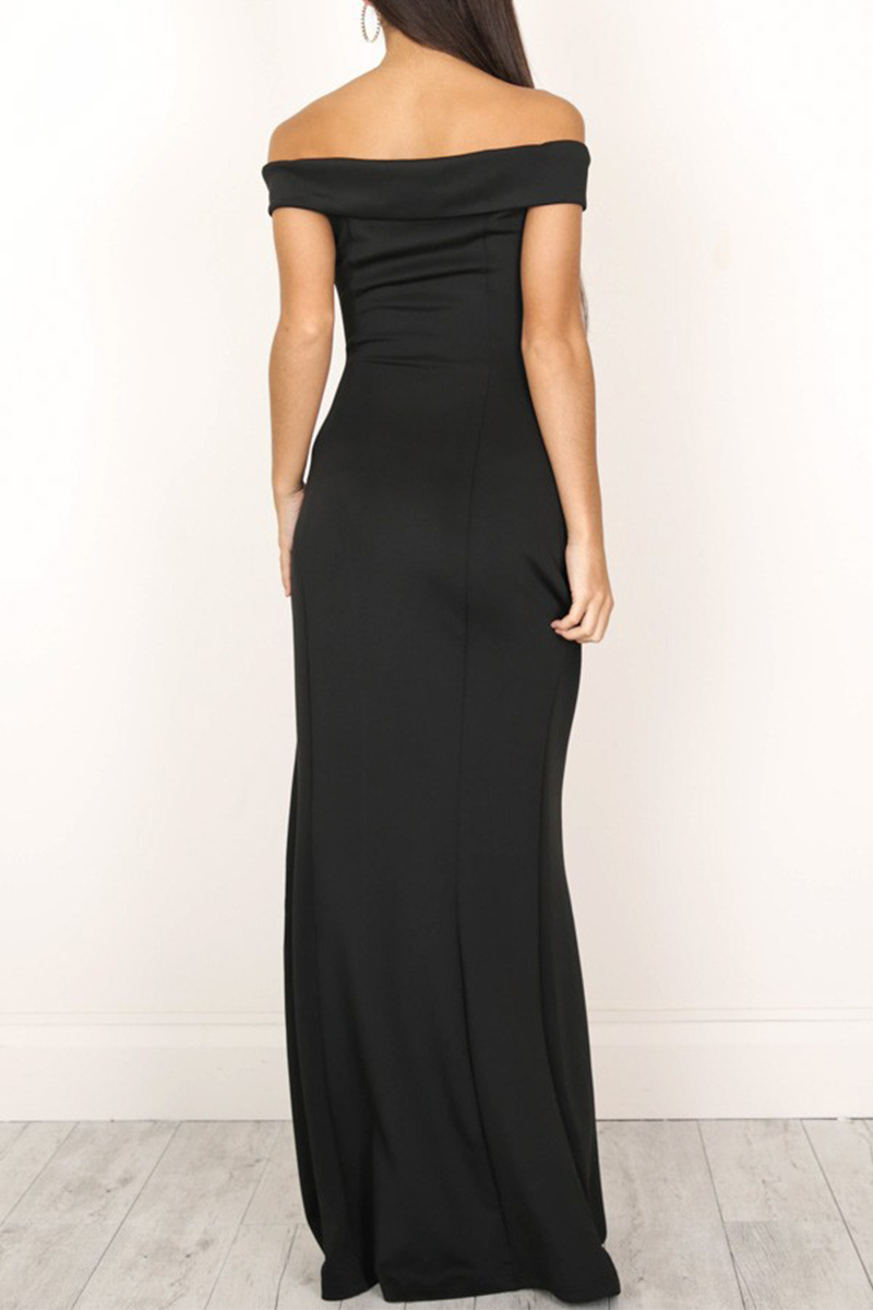 Elegant Solid Backless High Opening Off the Shoulder Irregular Dress Dresses(5 Colors)