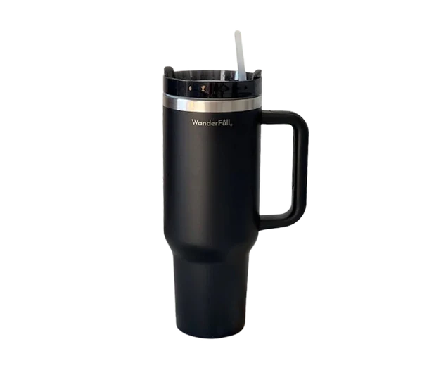 Handled Tumbler Black With Silver - 40oz