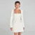 Elegant Tweed Short Party Dress Women Long Sleeve Square Collar Fake Pocket Evening Dresses Autumn Shiny Slim A-line Robes