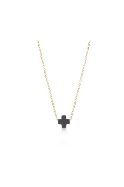 16" Necklace Gold - Signature Cross Charcoal