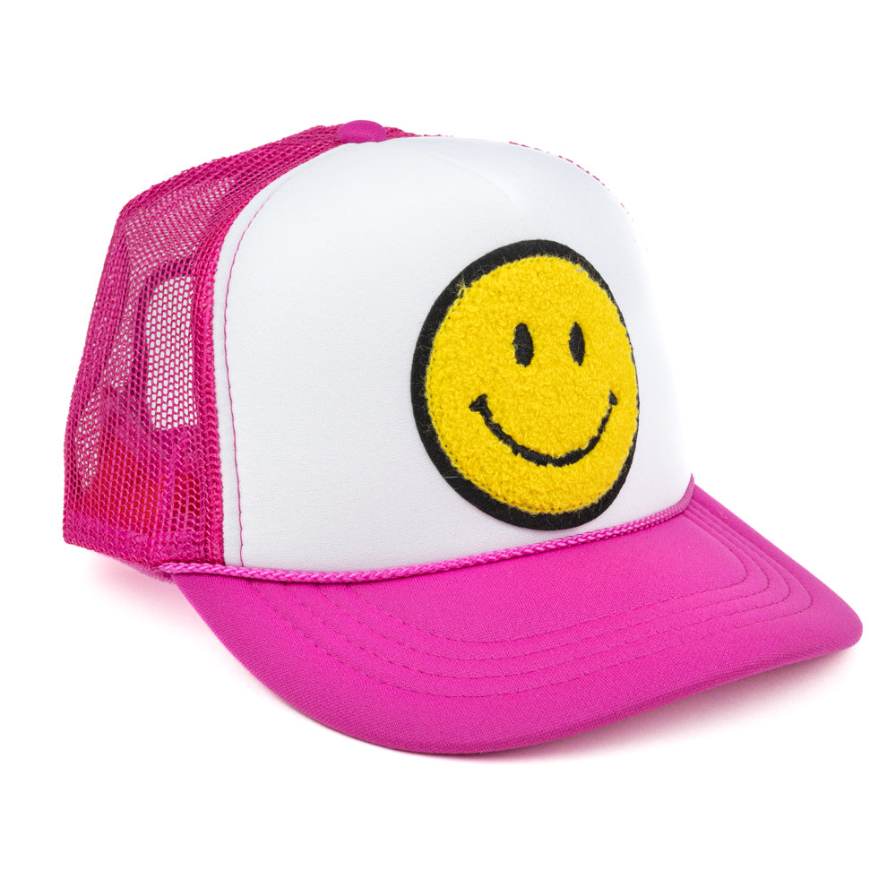 Pink Smiley Face Kids Trucker Hat