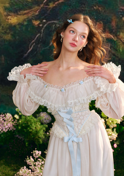 （US Exclusive）Blue Hydrangea Corset Dress