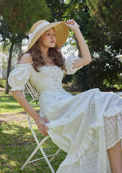 "I Flipped" White Cottagecore Dress