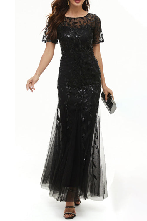 Celebrities Elegant Patchwork Sequins O Neck Evening Dress Dresses(11 Colors)