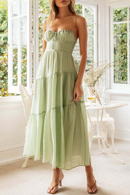 Sexy Simplicity Solid Patchwork Fold Waist Skirt Dresses