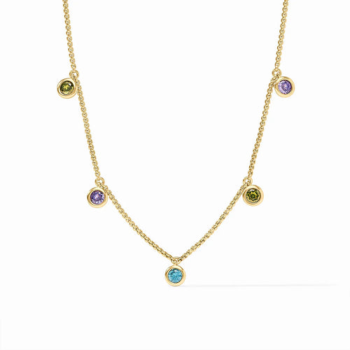 Rainbow Delicate Charm Necklace - Blue Twilight