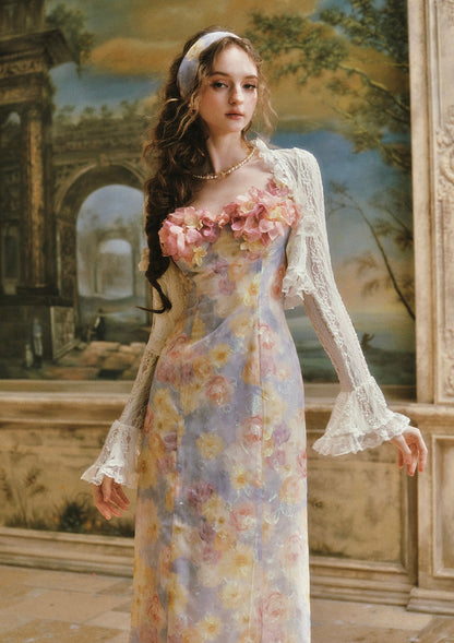 Oil Paint Floral Court Dress