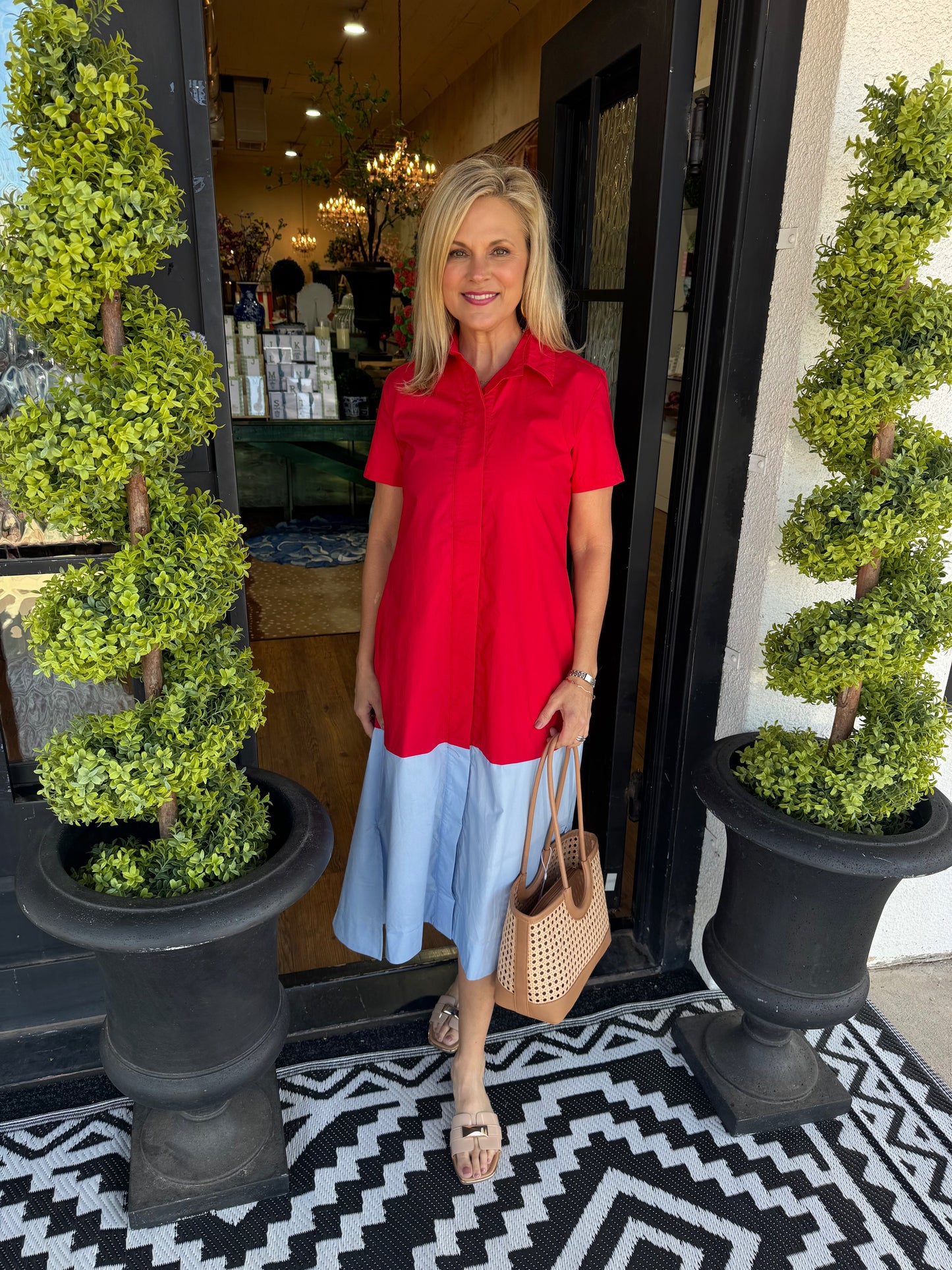 Millie Colorblock Dress - Red/Blue