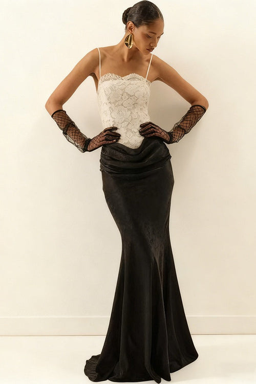 Lace Satin Mermaid Prom Dress