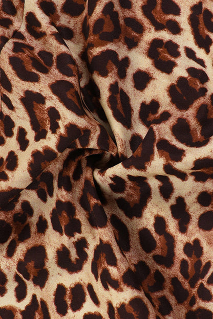 Leopard Print Halter Backless Bodycon Maxi Dress