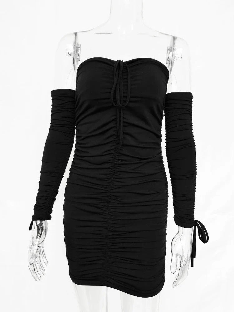 Women Autumn Winter Bandage Dress Women  Sexy Off Shoulder Long Sleeve Slim Elastic Bodycon Party Dresses Vestidos