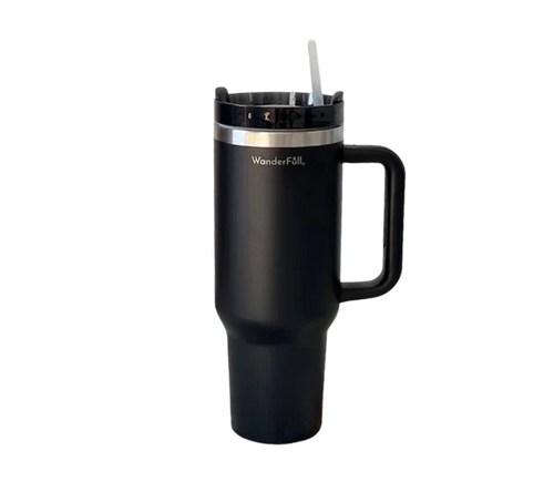 Handled Tumbler Black With Silver - 40oz