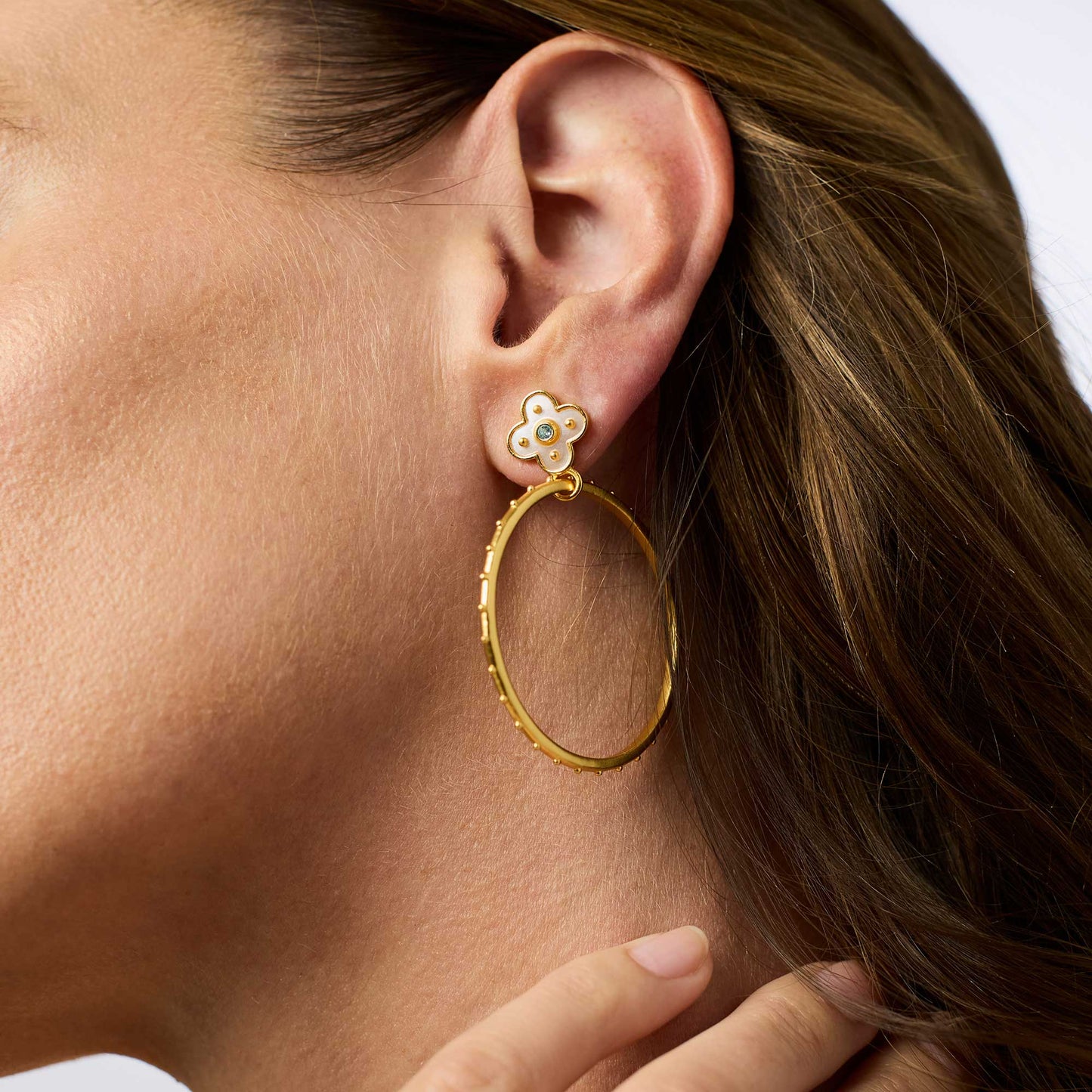 Colette Statement Earring - Chalcedony Blue