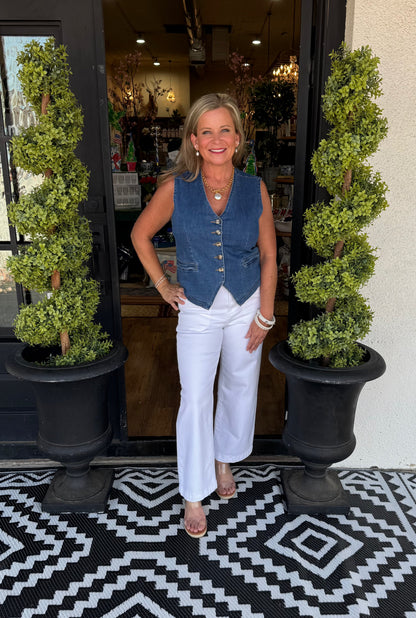 Deana Vest Top - Dark Denim