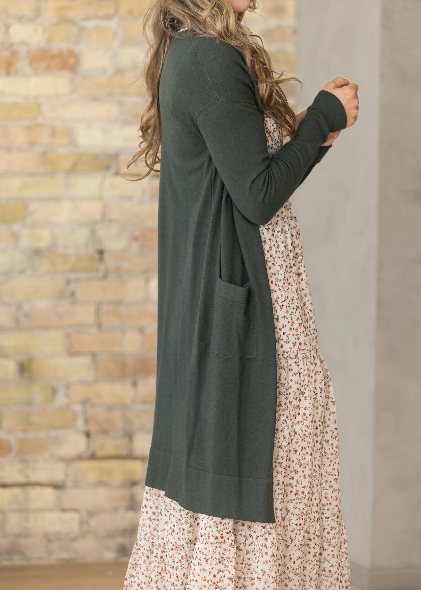 Essential Moss Green Long + Soft Cardigan