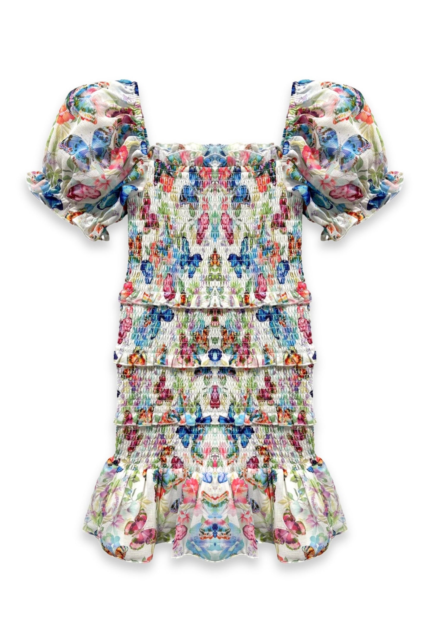 TWEEN LAILA PRINTED SMOCKED PUFF SLEEVE DRESS - FINAL SALE