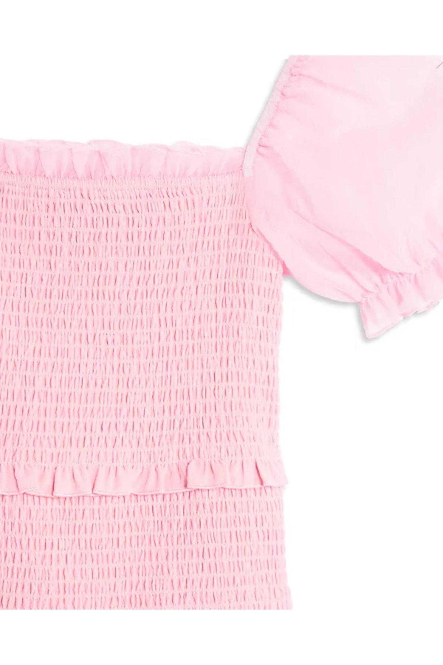 TWEEN LAILA SMOCKED PUFF SLEEVE DOBBY CHECK DRESS