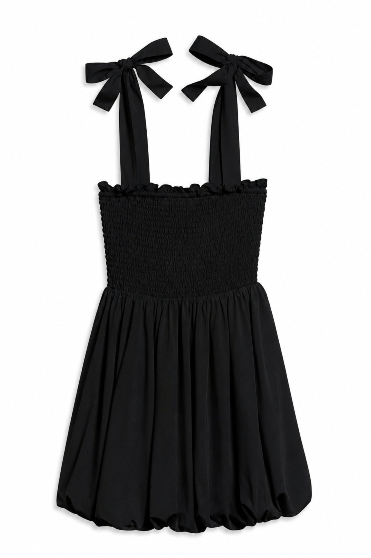 JUNIOR PENELOPE SOLID TIE SHOULDER BUBBLE DRESS