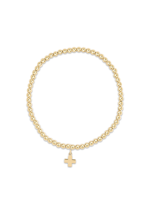 Classic gold 3mm bracelet - signature cross gold charm