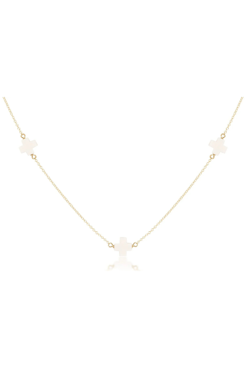 17” Choker Simplicity Chain Gold - Signature Cross Off - White
