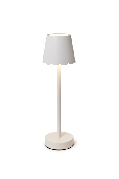 White LED Cordless Scalloped Table Lamp