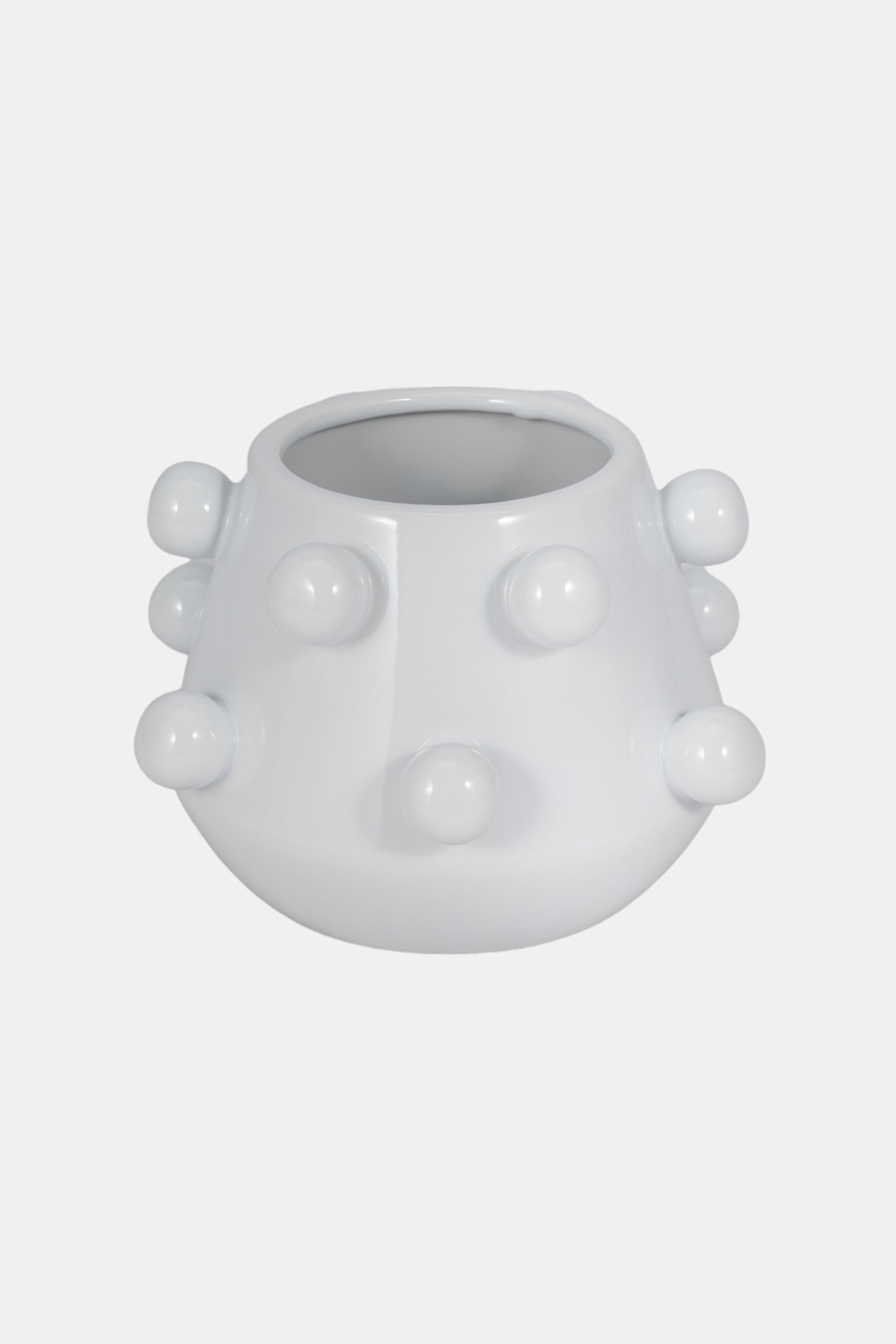 Decorative Planter - White Ceramic Tapered Bubble