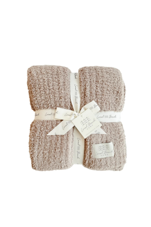 Solid Ribbed Luxe Home Cozy Blanket - Taupe