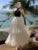 Elegant Patchwork Ruffles Cake Dresses for Women Halter Sleeveless Backless Evening Party Dress Prom A-line One Piece Vestido