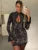 Lace Hollow Out Long Sleeve Sexy Mini Dress For Women Fashion Half High Collar Bodycon Club Party Dress Elegant Dresses