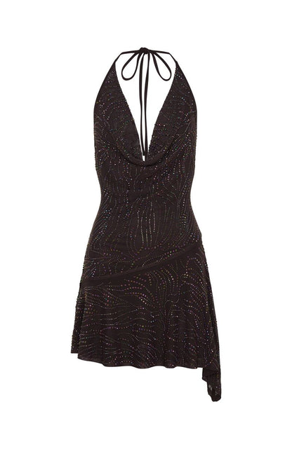 Wild Devotion Embellished Mini Dress Chocolate