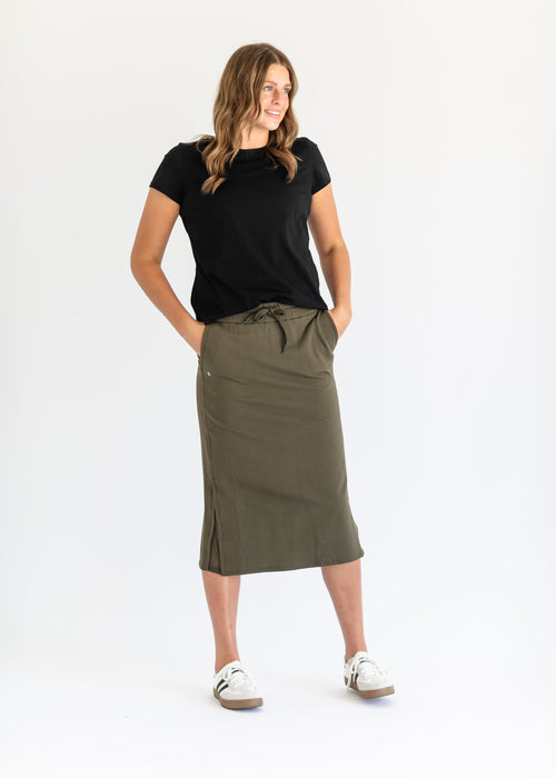 Abbie Mesh Detail Knit Midi Skirt - FINAL SALE