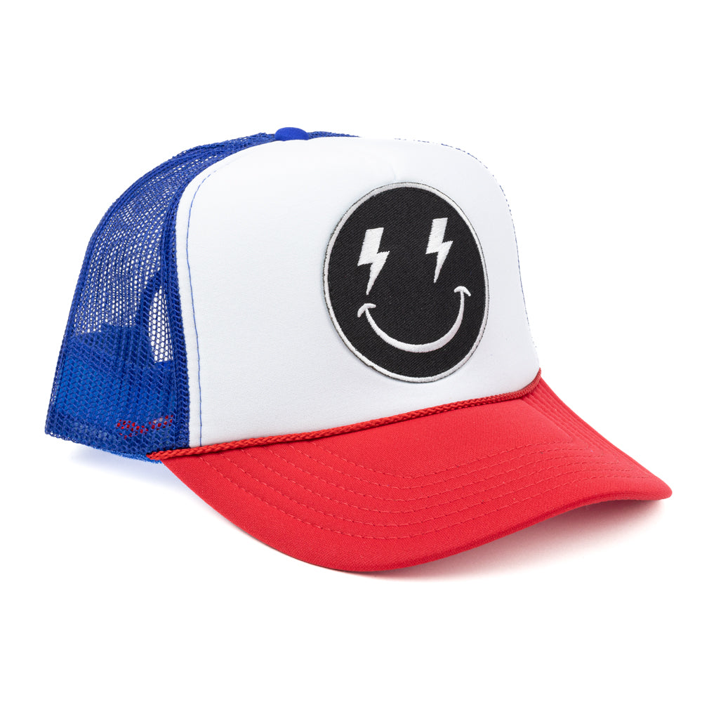America Bolt Smiley Patch Trucker Hat