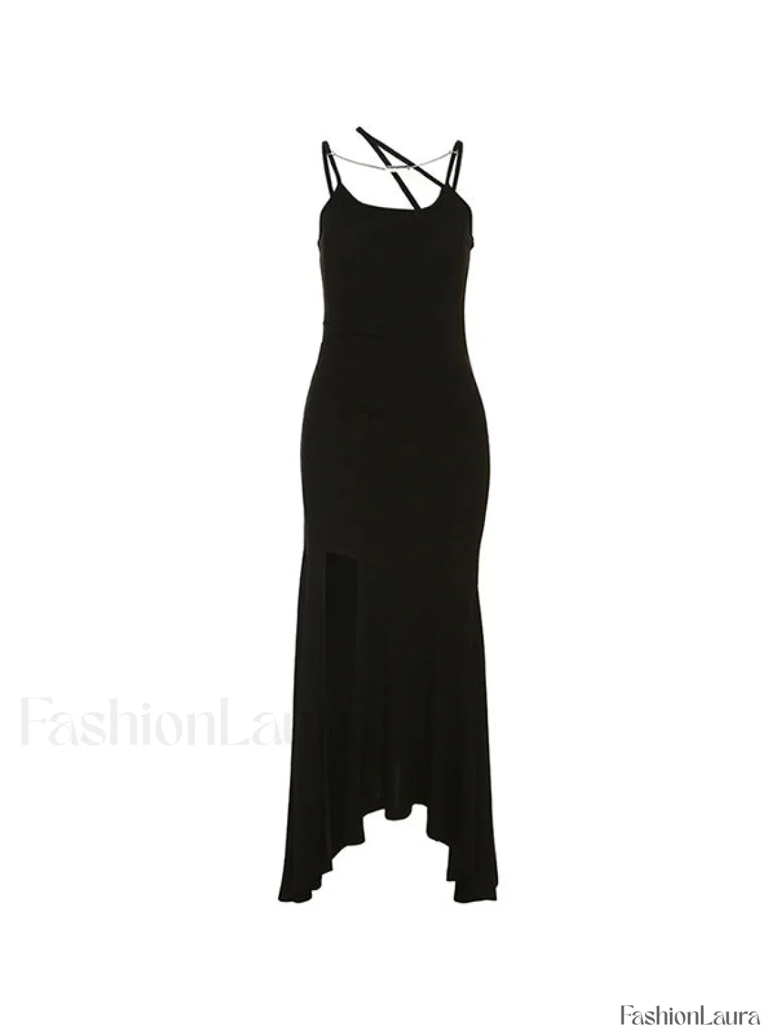 Asymmetric High Slit Bodycon Maxi Dress