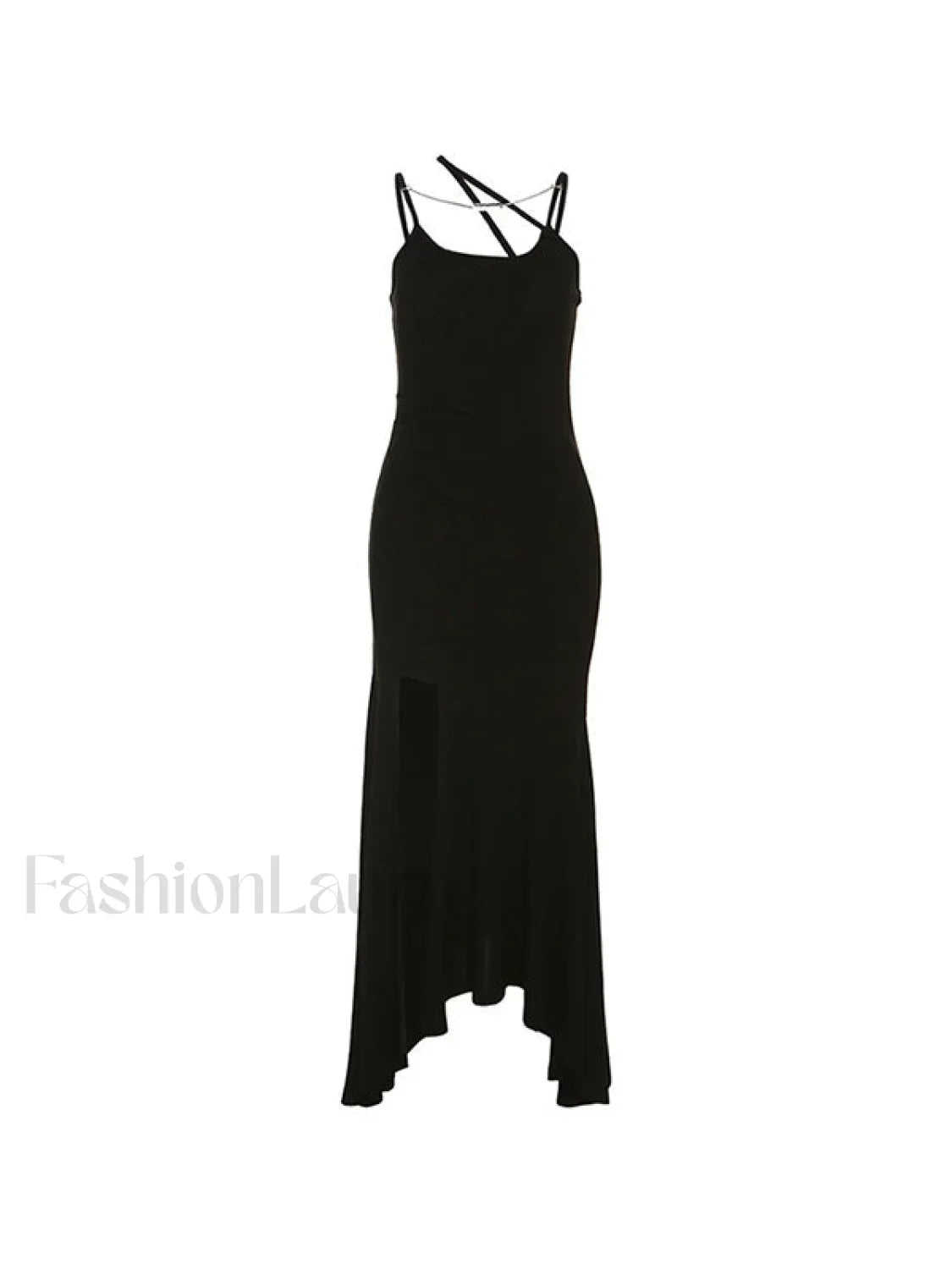 Asymmetric High Slit Bodycon Maxi Dress