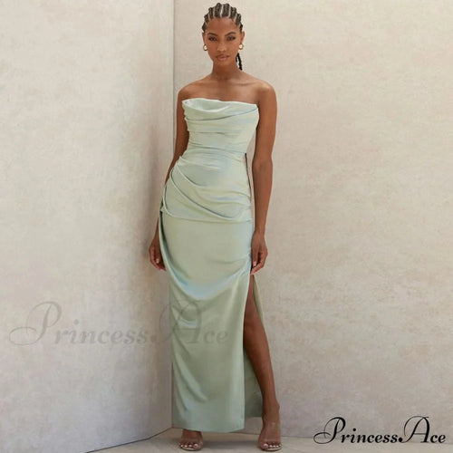 Cowl Neck Strapless Slit Modern Maxi Evening Dress - Black