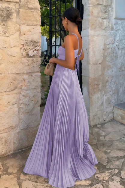 Sky Blue Halter Pleated Satin A Line Prom Dresses With Cutout
