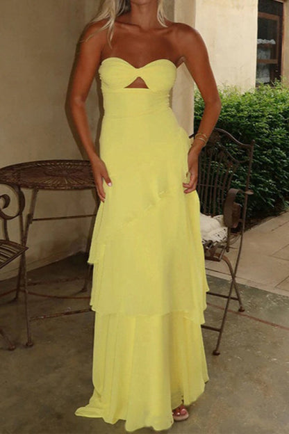Chic Strapless Layered Elegant Prom Dress