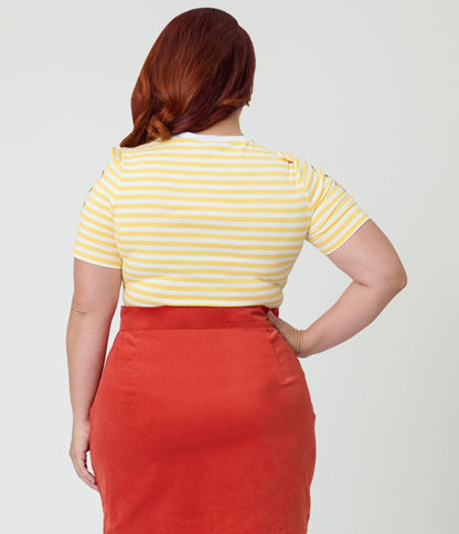 Disney Winnie the Pooh Collection by Unique Vintage Plus Size Yellow Stripe Back to Basics Top