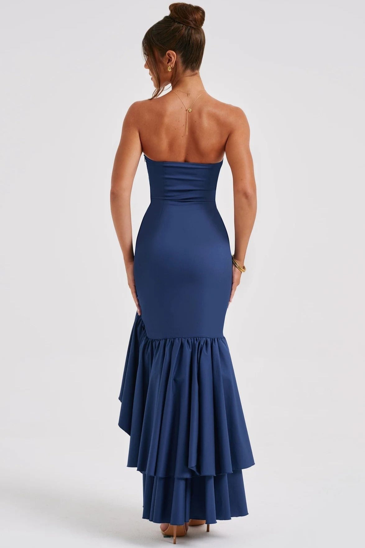 Strapless Slit Back Bodycon Prom Dress