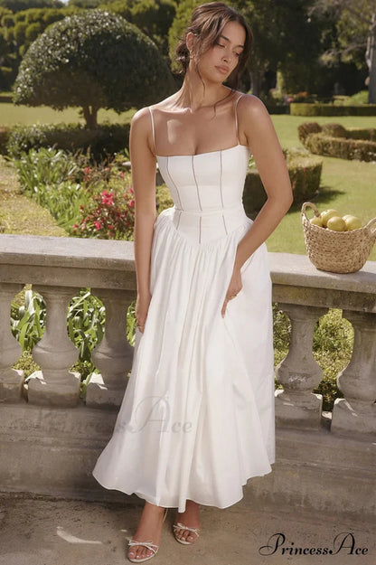 Isabella White Stylish Cotton Sundress