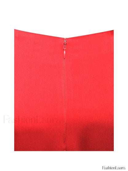 Kadesha Red Crystal High Graceful Slit Satin Corset Gown