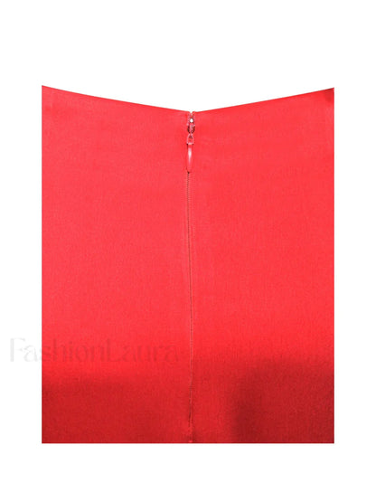 Kadesha Red Crystal High Graceful Slit Satin Corset Gown