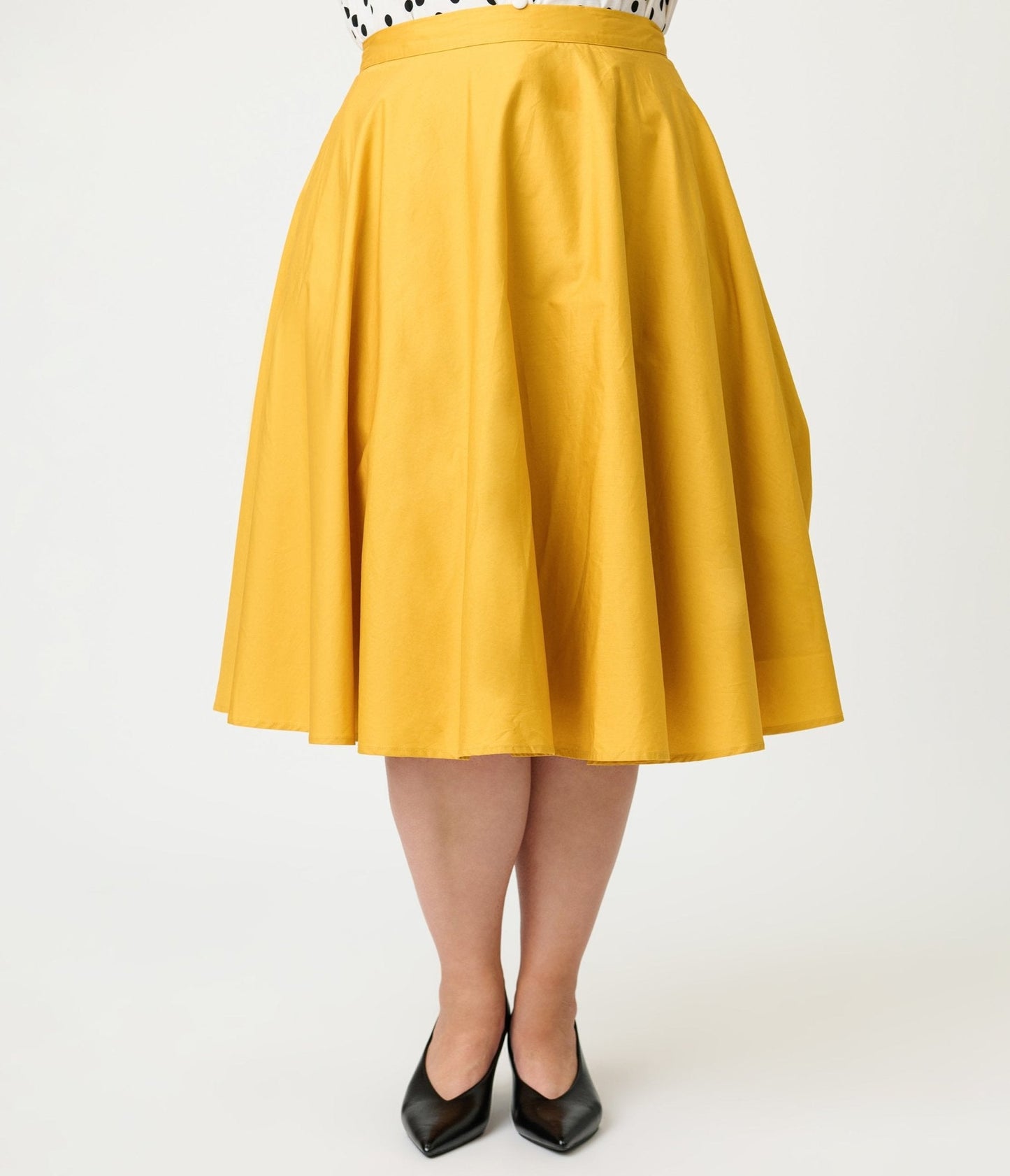 Magnolia Place Plus Size Mustard Sally Swing Skirt