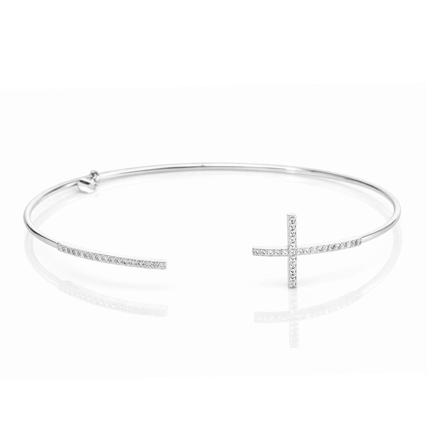 Pave Cross Open Cuff Bracelet