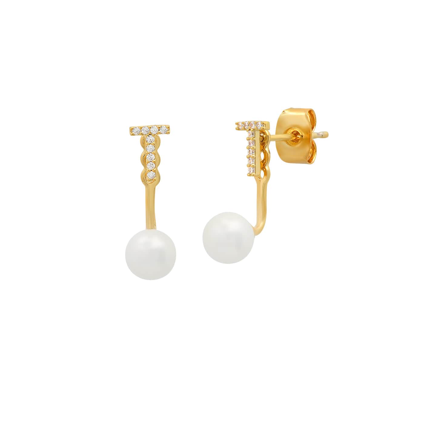 Pearl And CZ Monogram Ear Jacket