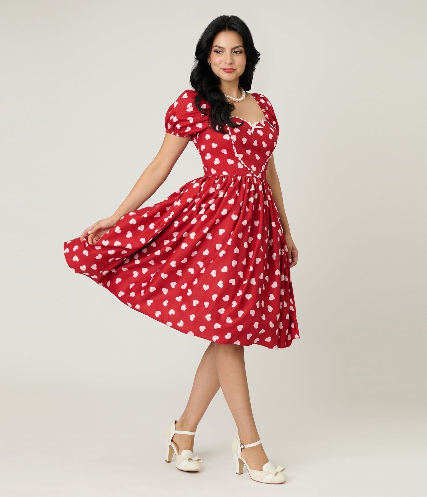 Unique Vintage 1950s Red & Pink Heart Convertible Sweetheart Dress