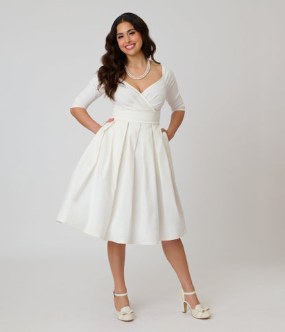 Unique Vintage Ivory Marceline Swing Dress