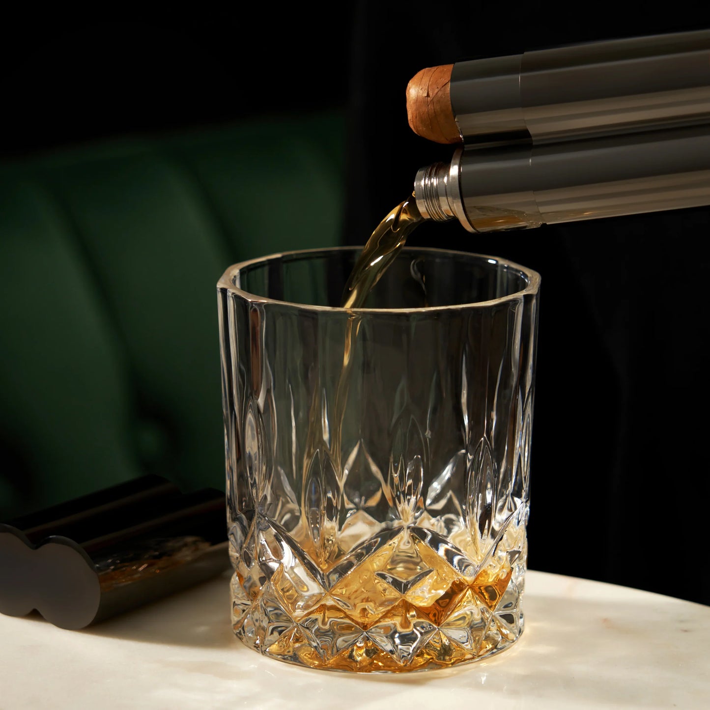 Gunmetal Cigar Holder and Flask