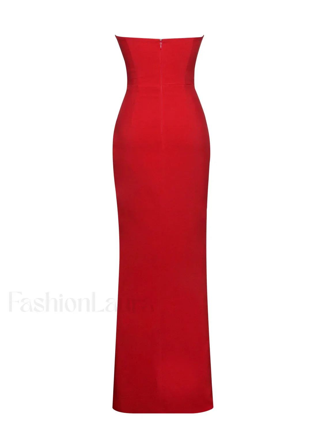 Xoana Red Crystal Charming Embellished High Slit Gown