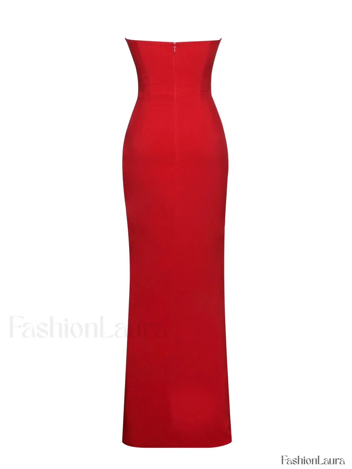 Xoana Red Crystal Charming Embellished High Slit Gown